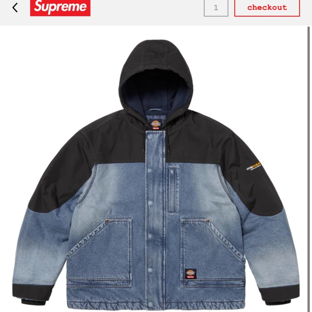 Supreme®/Dickies®/ Cordura®
Hooded Work Jacket “Denim” XXL